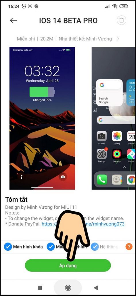cách làm icon iphone trên android 9